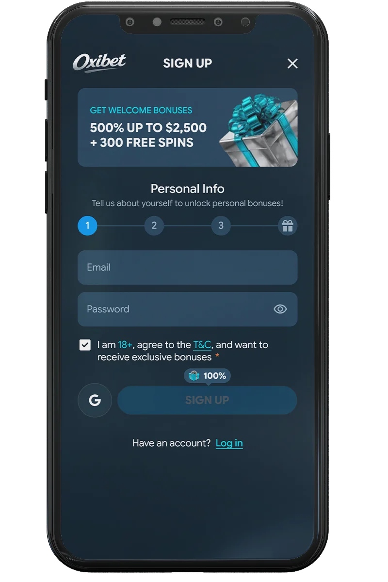 Screenshot of an online casino on a mobile phone